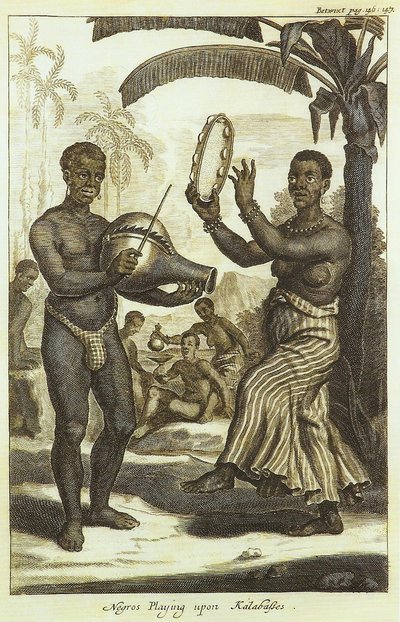 Negros tocando calabazas de Johan Nieuhof